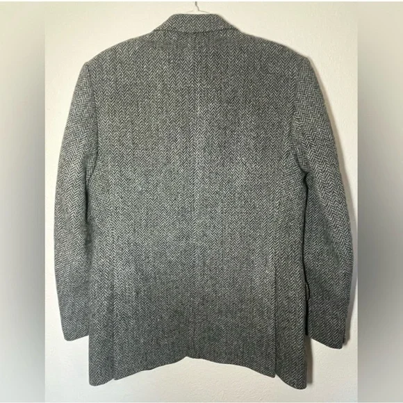 Harris Tweed Vintage Herringbone Wool Blazer Hector Russell Kiltmaker Gray - Picture 2 of 12
